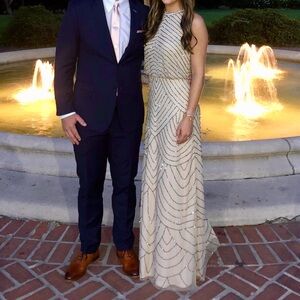 Adrianna Papell Beaded Nude Gown